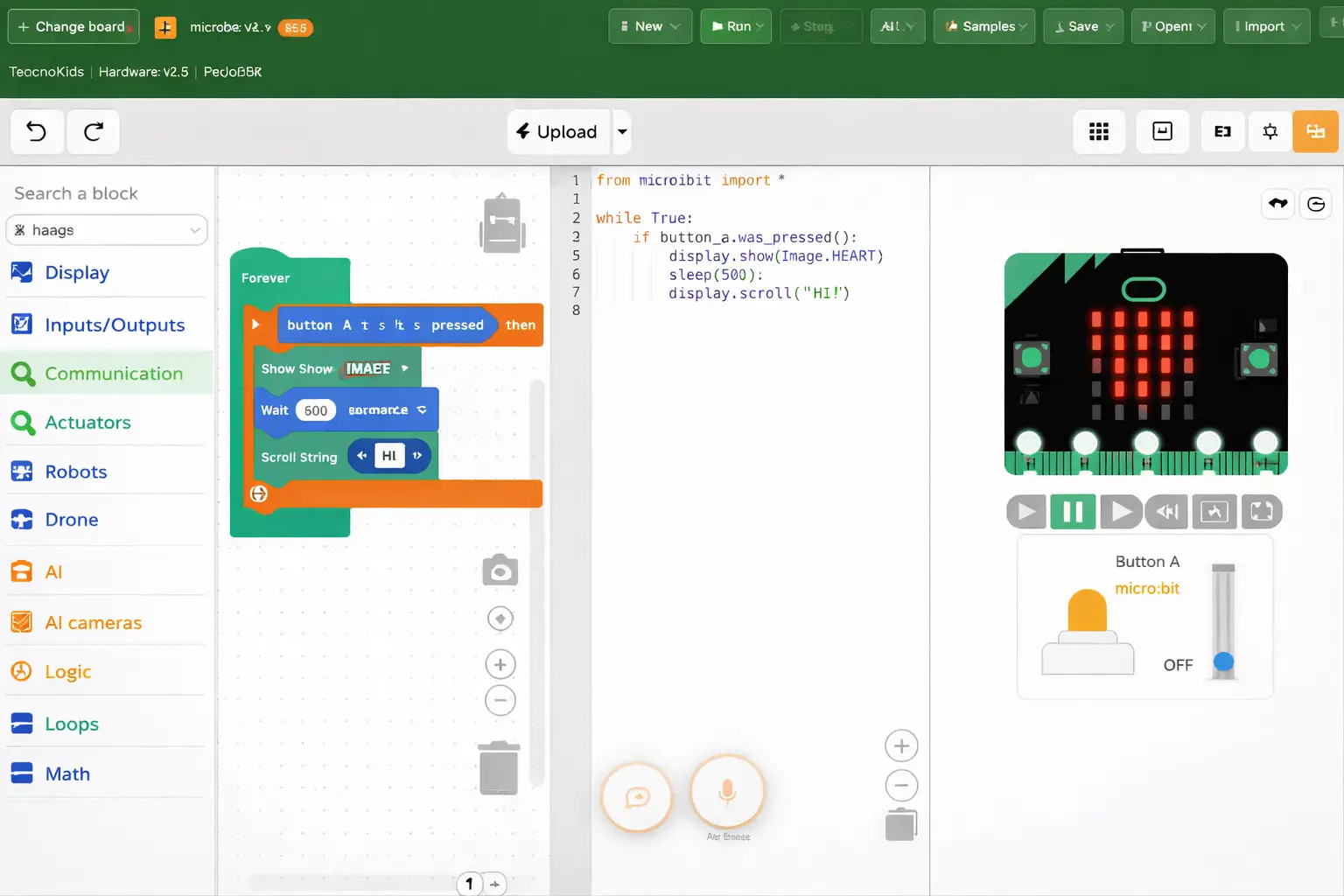TechnoKids platform and classroom implementation
