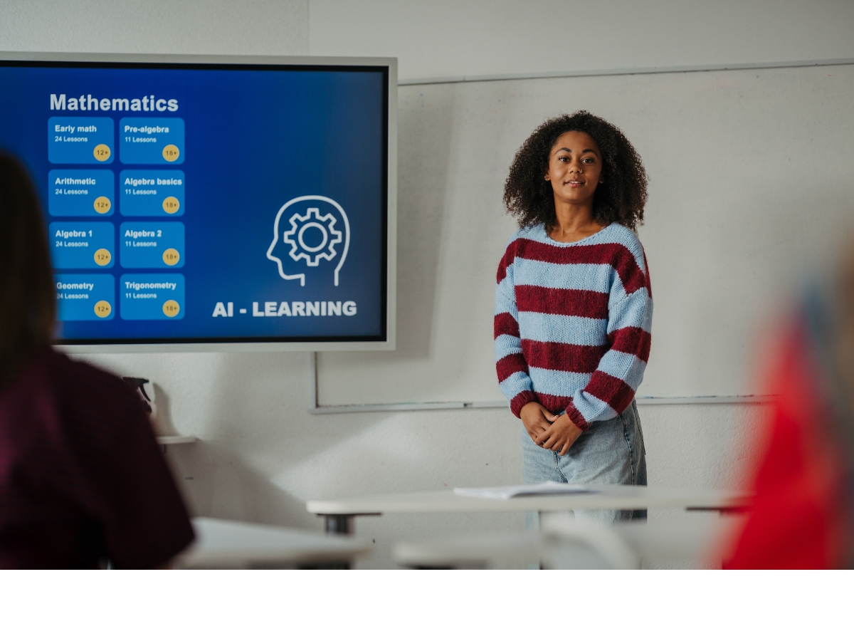 Students presenting digital projects, apps, AI ideas, and classroom innovation work
